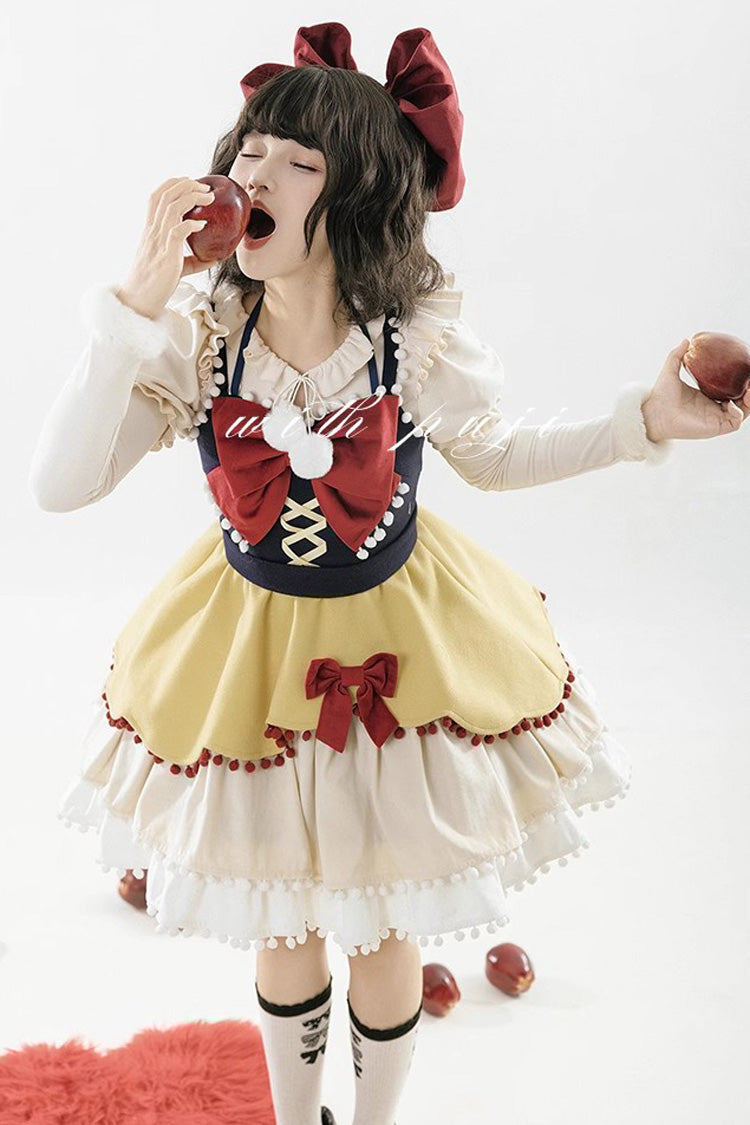 Confession Function Multi-Layer Ruffle Bowknot Color Block Sweet Lolita Jsk Dress