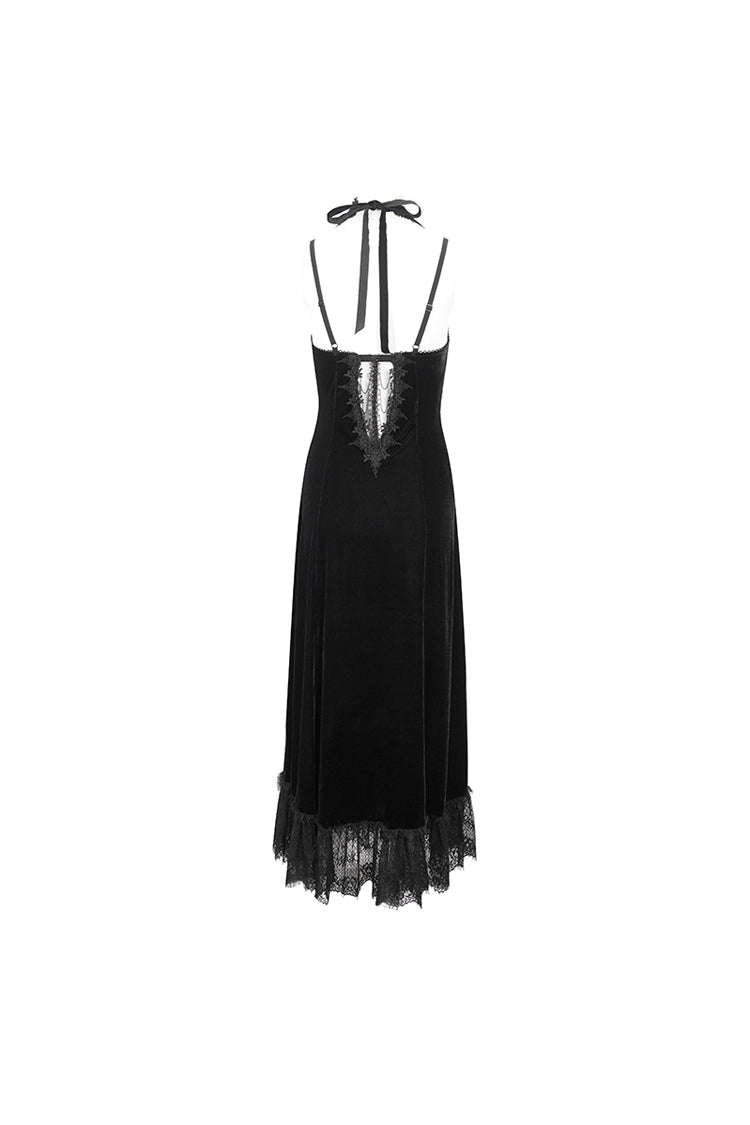 Lace Hem Slip Long Gothic Dress for Women with Lace-Up