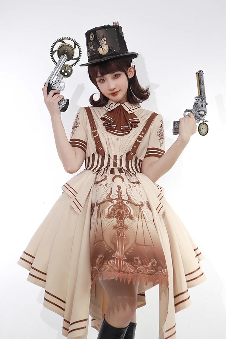 Cocoa Short Sleeve Libra Print Vintage Punk Lolita Dress