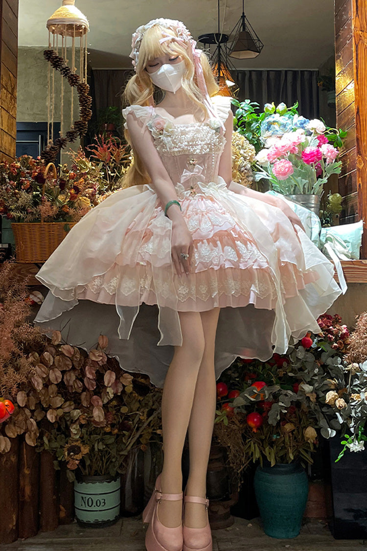 Multi-Layered Ruffle Bow Ballet Lolita JSK Dress