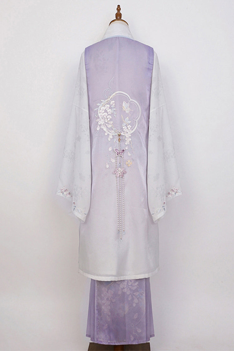 Lilac High-Waisted Embroidered Hanfu Full Set with Long Sleeves