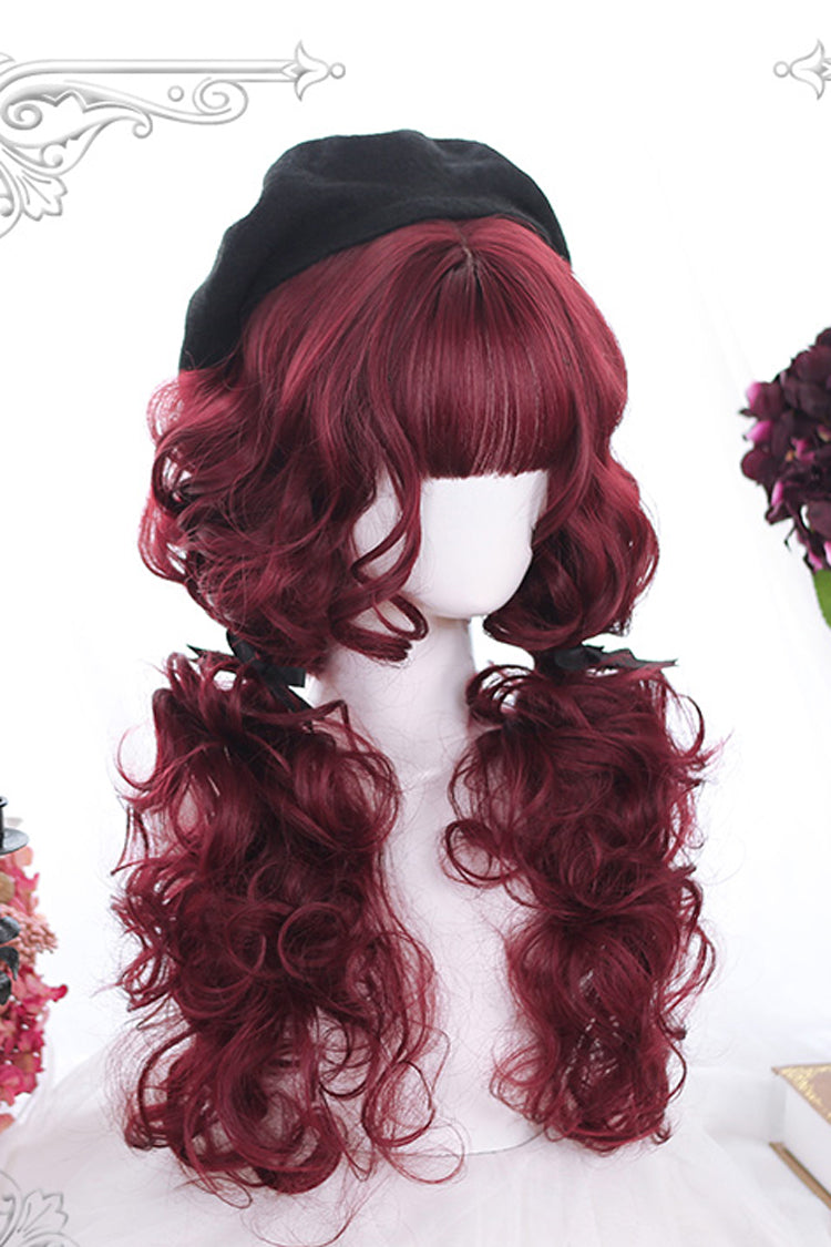 Classic Dark Red Long Wool Curly Lolita Wig