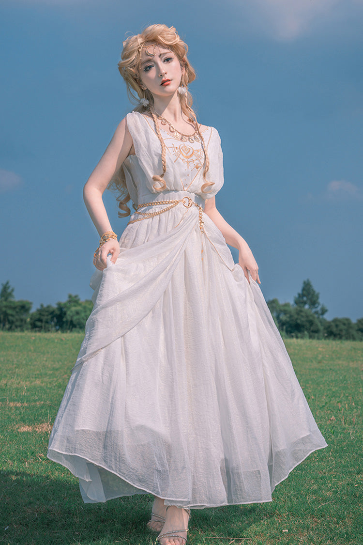 Ivory Sleeveless Embroidered JSK Dress - Ragnarok