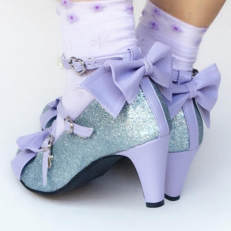 Shoes Blue Blingbling Mermaid Bow Custom Made SP168016