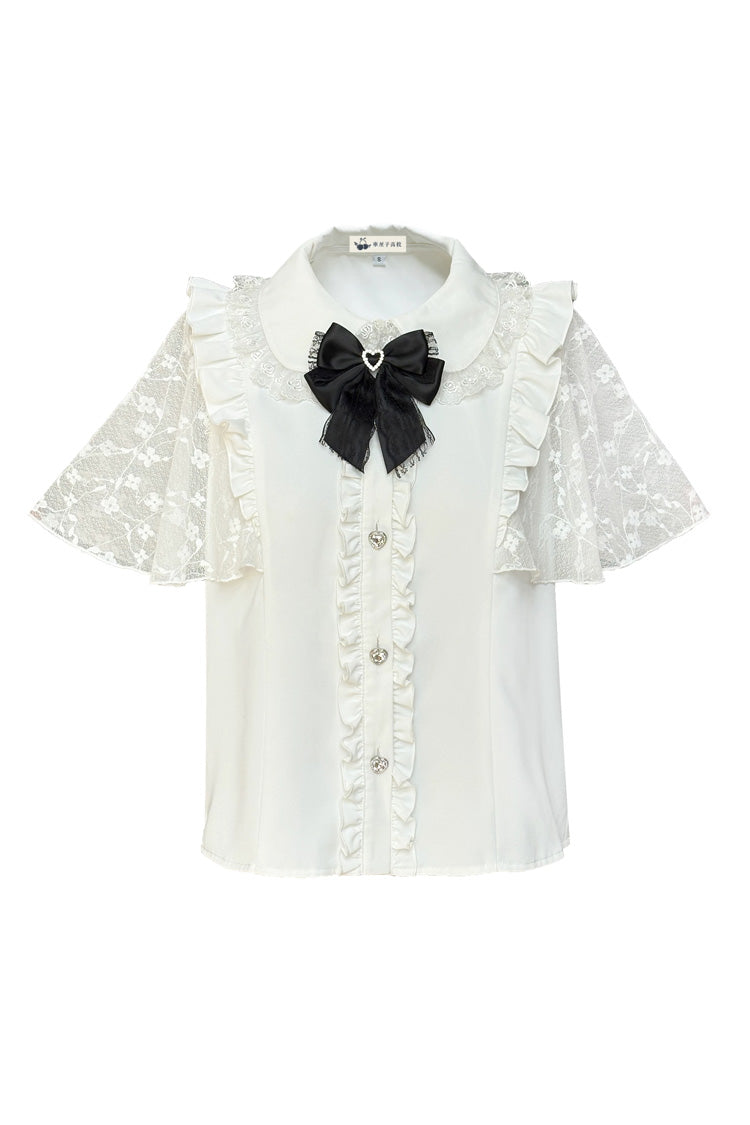 Velvet Bunny Double-Layered Ruffled Lace Sailor Collar Plus-Size Two-Piece