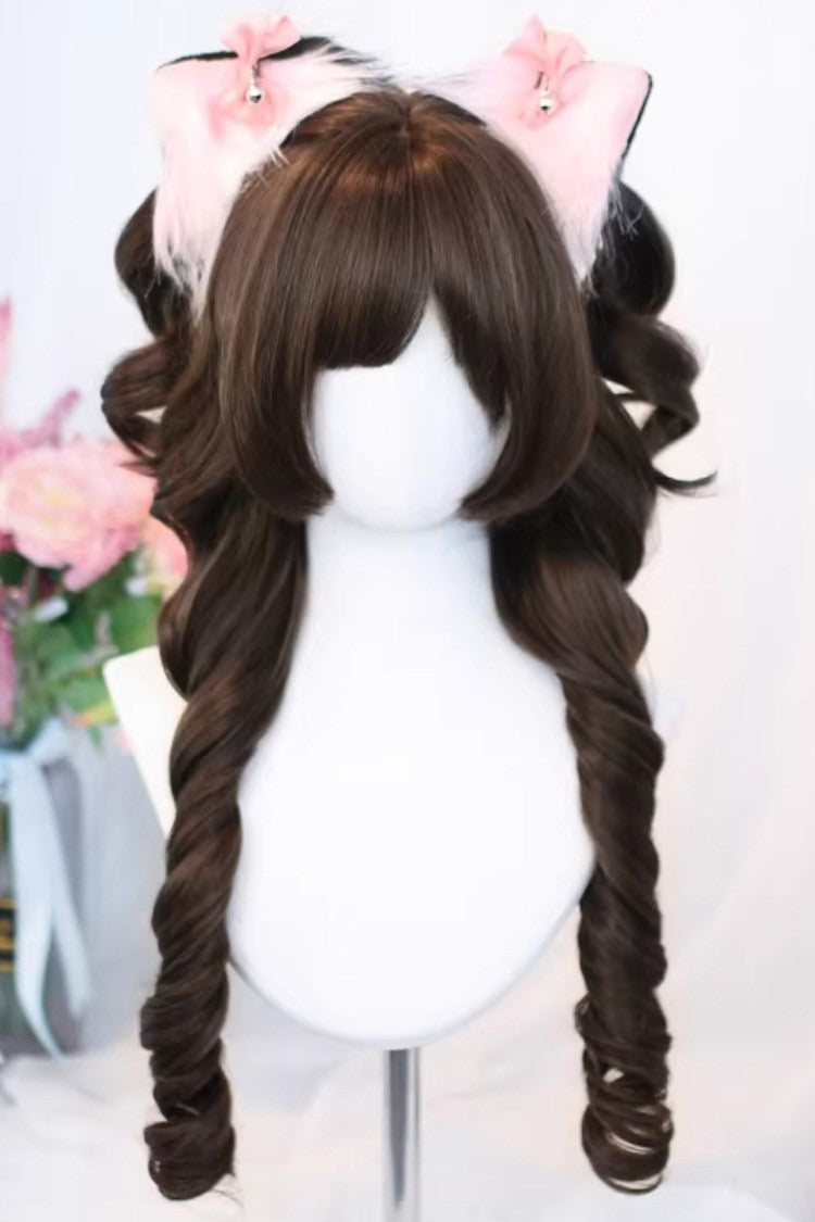 Sweet Lolita Wig with Curly Ringlets and Blunt Fringe in 3 Shades