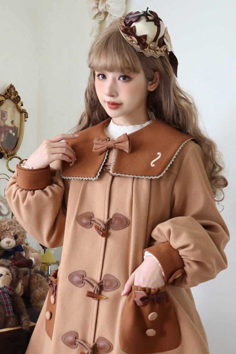 Violin Embroidery Horn Button Sweet College Lolita Coat