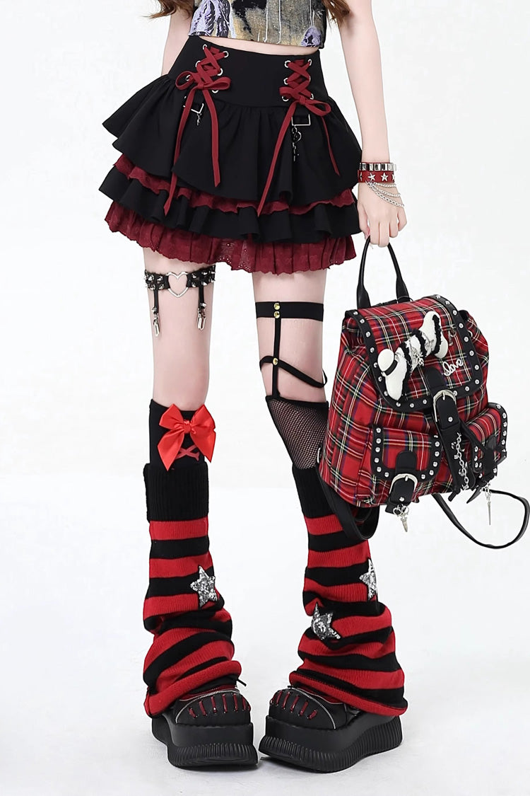 Rebellious Period Gothic Japanese Lolita Skirt with Double Ruffles