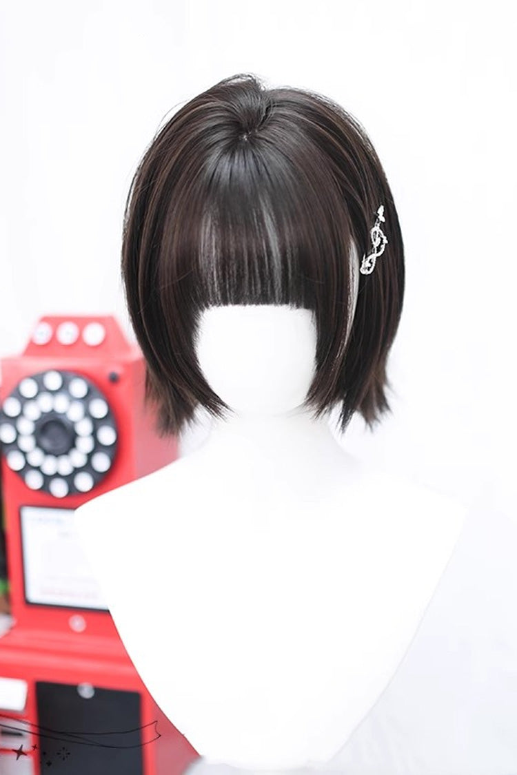 Chocolate Light Air Bangs Lolita Short Curly Wig