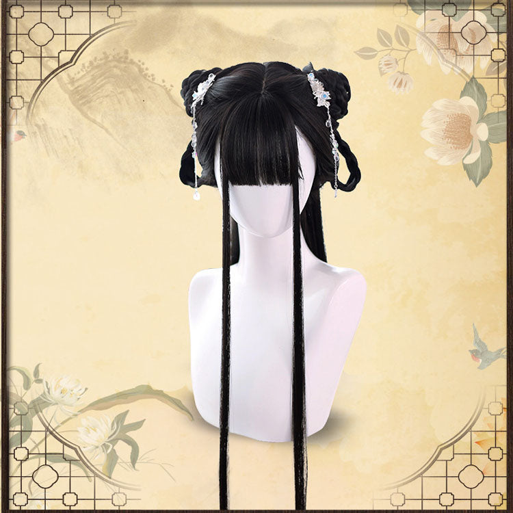 Vintage Chinoiserie Straight Lolita Wig, Natural Black