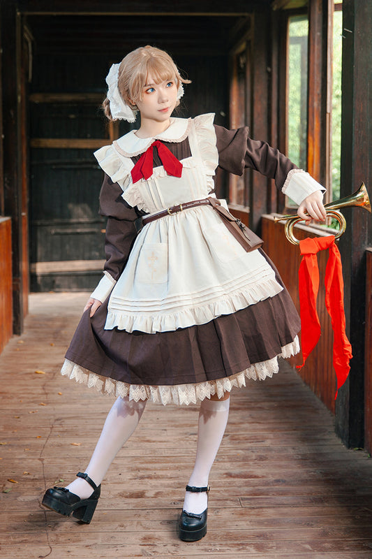 Long Puff Sleeve Bow Classic Vintage Lolita Dress