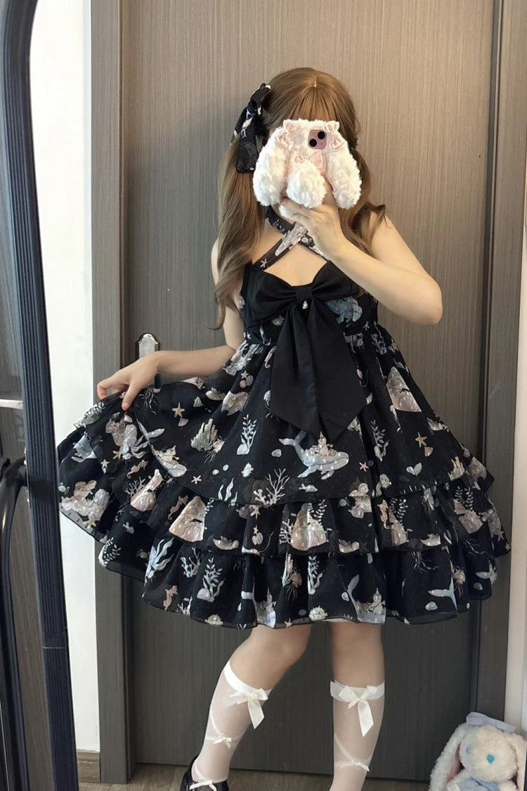 Sweet Lolita Strap Dress with Layered Ruffles and Lace - Ocean Sweetheart, 5 Colors