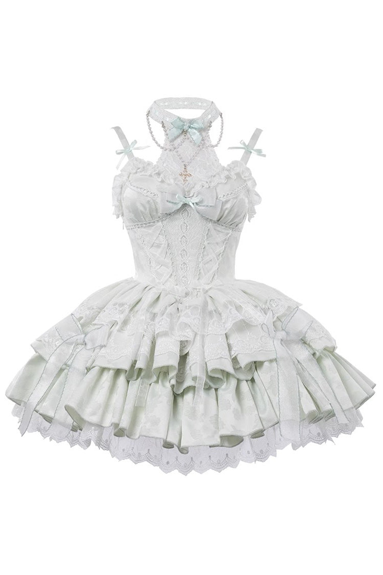 Green Halterneck Jacquard Bow Ballet JSK