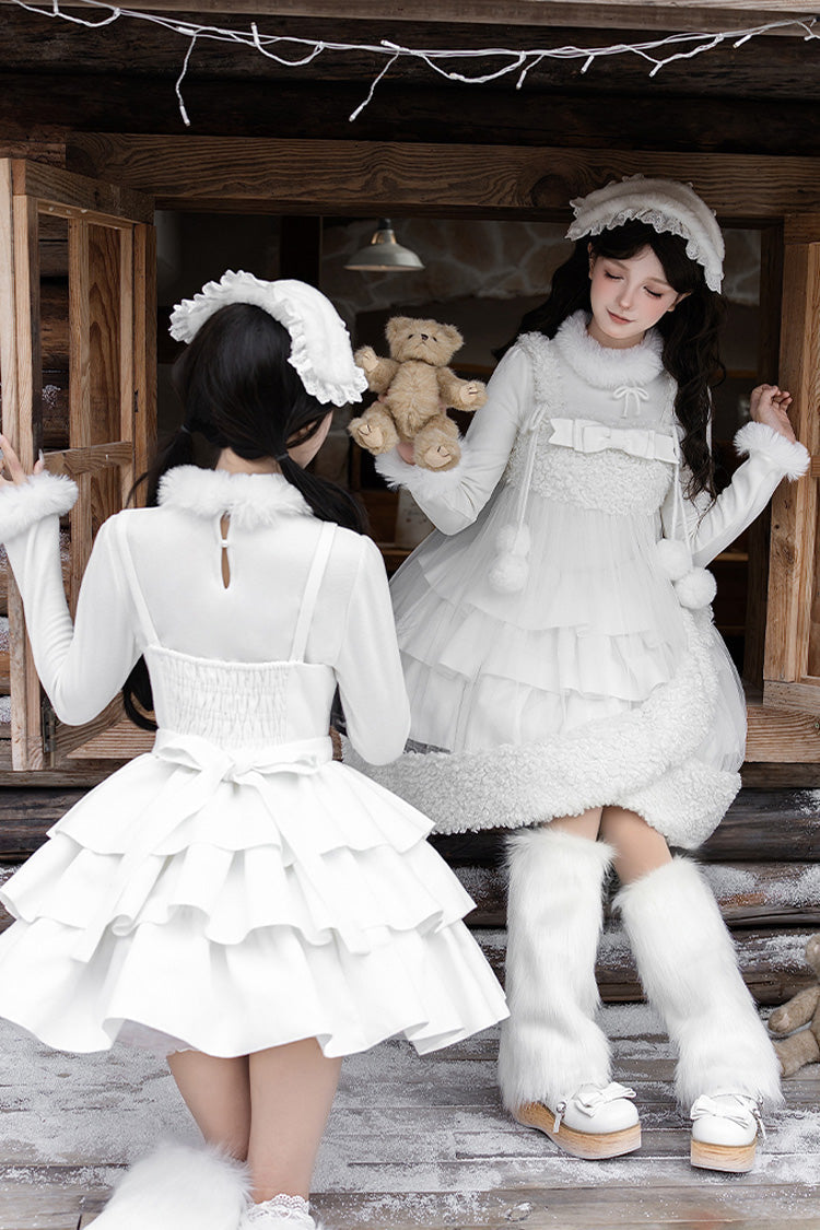 Triple Ruffled Bow Sweet Lolita JSK Outfit