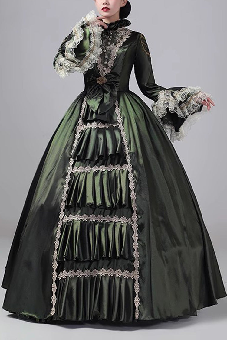 British Embroidered Medieval Victorian Gown - Vintage Court Style