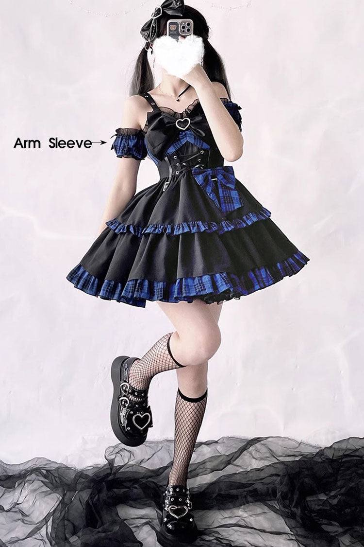 Multi-Layer Ruffle Bowknot Sleeveless JSK Dress - Gothic