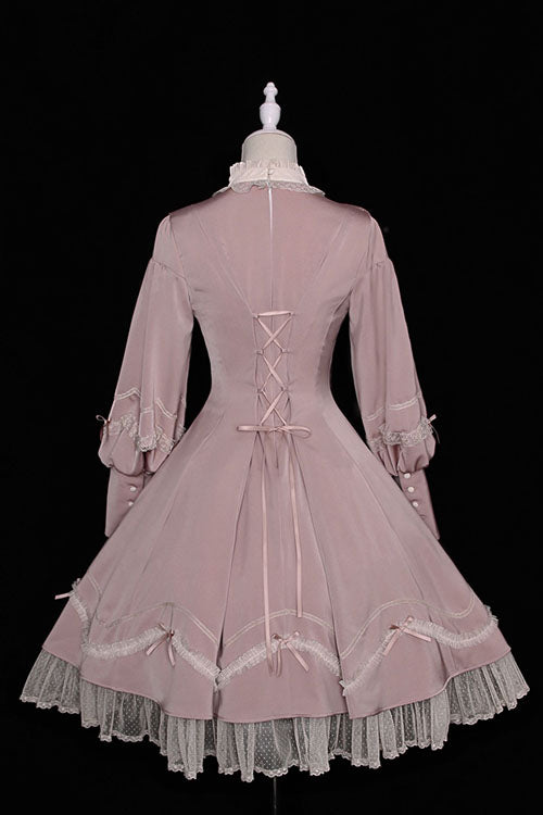 Alice Girl Andrea Ruffled OP Dress - Solid Bowknot Sweet Lolita