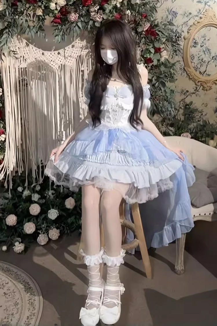 White Sleeveless Bowknot Multi-Layer Ruffle Sweet Lolita Jsk Dress