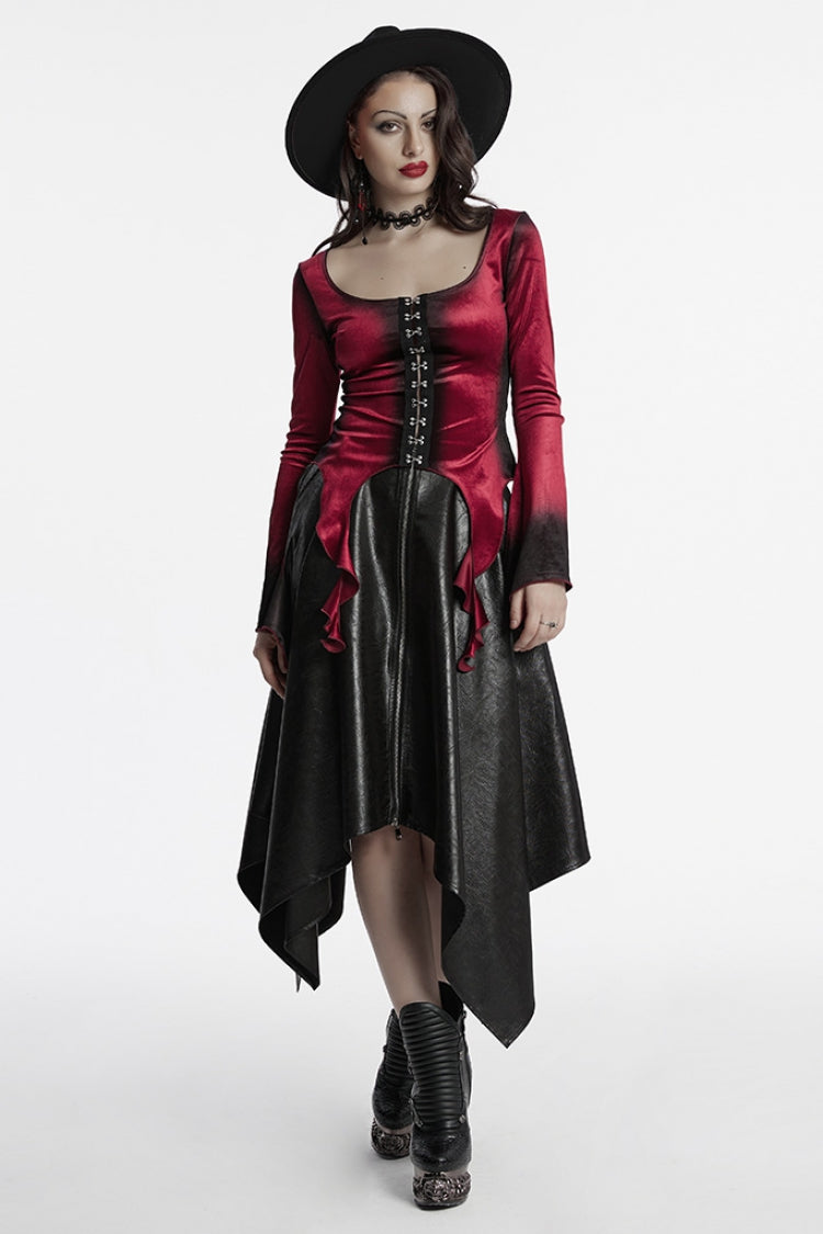 Scarlet Gradient Irregular Gothic Blouse