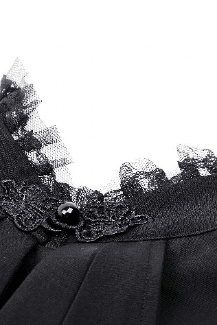 Multi-Layered Ruffled Stand Collar Long Flared Sleeve Gothic Blouse for Women Lace