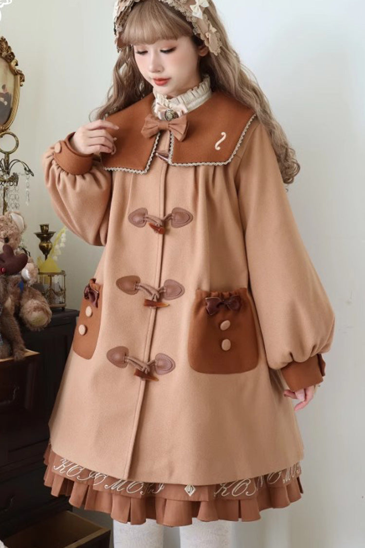 Violin Embroidery Horn Button Sweet College Lolita Coat