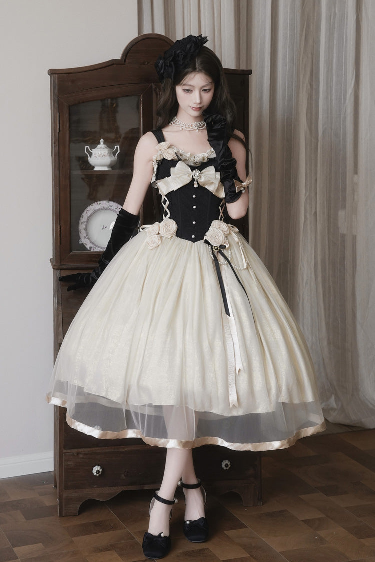 Paris Souvenir Sleeveless Ruffle Fishbone Pearl Classic Elegant JSK