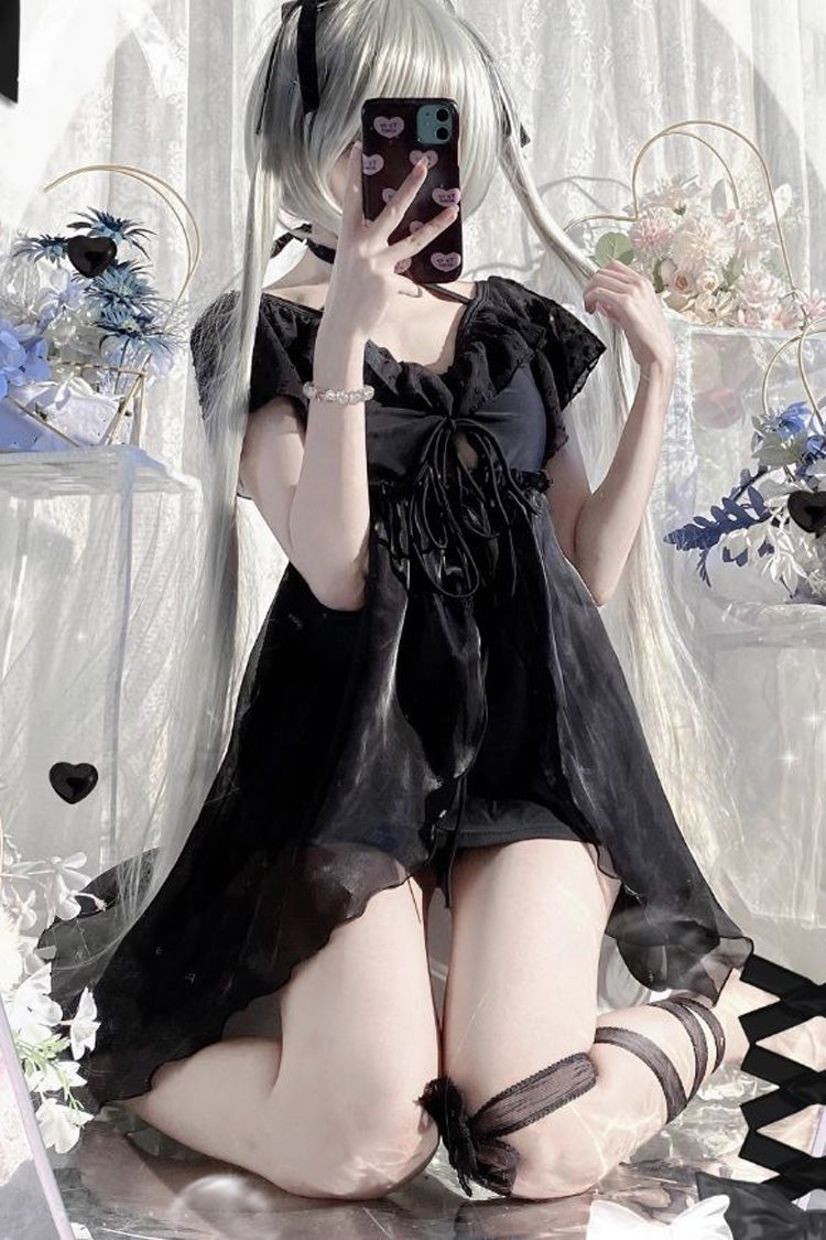 Slim Lace Two-Piece Swimsuit - Lolita Beach Wear