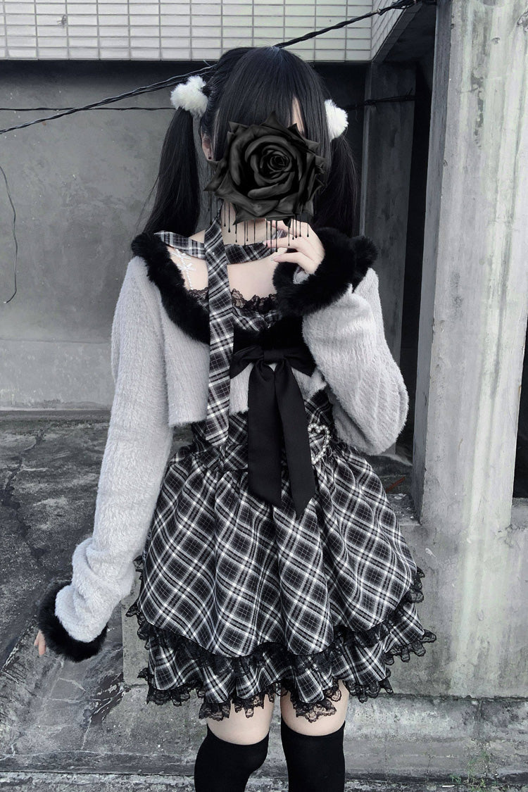 Printed Lace Long-Sleeve Jirai Kei Dress Set - Stardust Oath