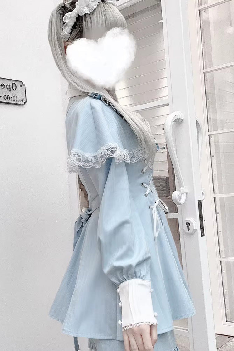 Printed Ruffled Bow Jirai Kei Japanese Dress Set