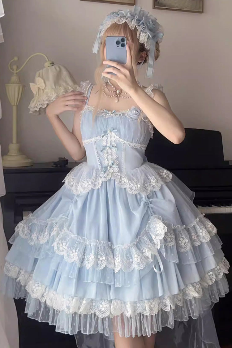 Blue Multi-Layer Annie's Tea Party Ruffle Hanayome Sweet Lolita Jsk Dress