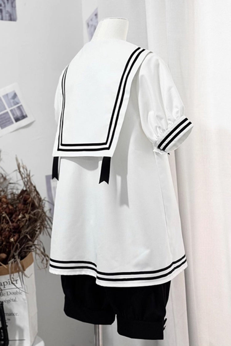 Old Stories Navy Collar Bow Ouji Gothic Lolita Blouse Shorts Set