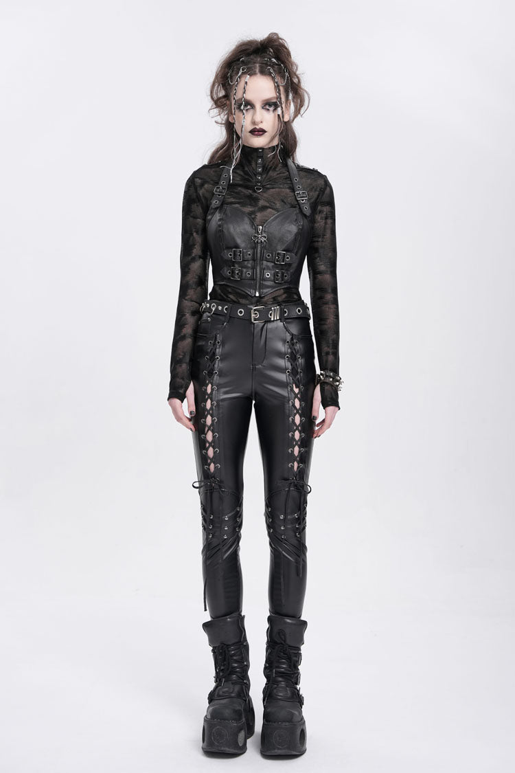 Punk Overbust Corset with Halterneck Buckle Design