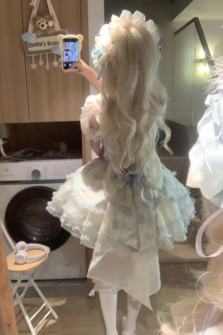 Jasmine Rain Print Stitching Lace Sweet Lolita JSK Dress in Six Colors