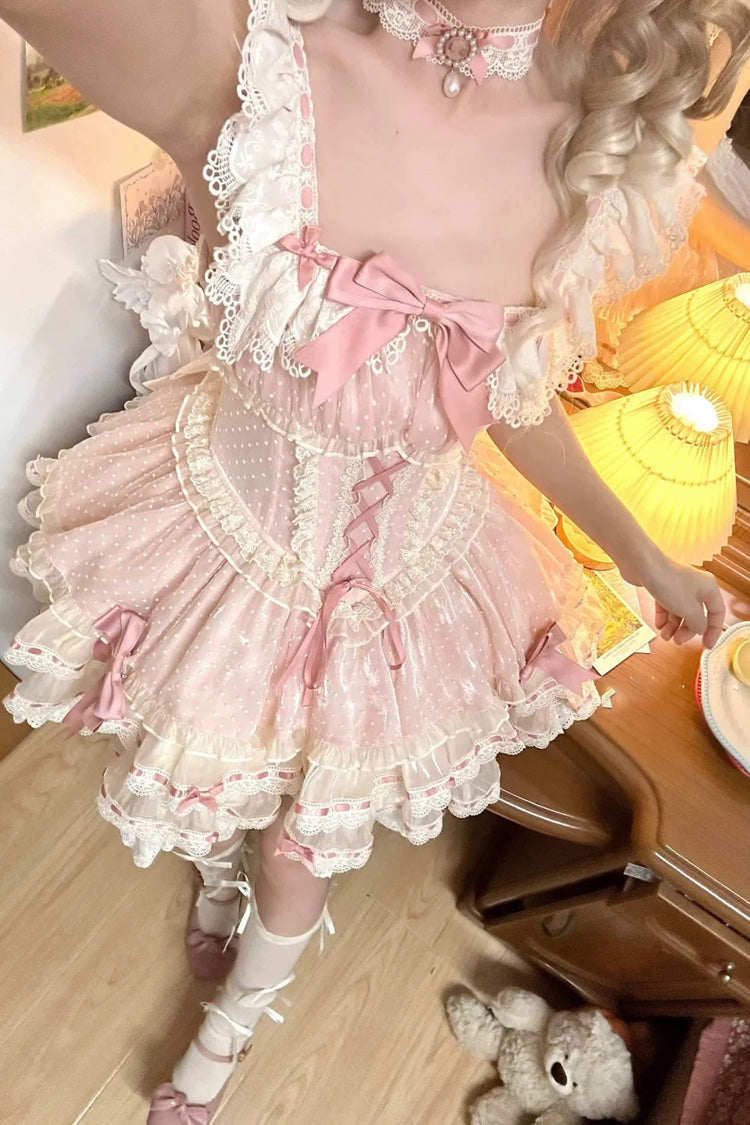 Rose Triple-Layer Bowknot Corset Sweet Princess Ballet Jumper Dress