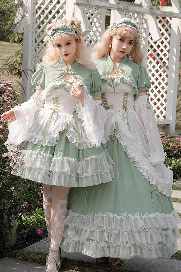 Jade Multi-Tier Hanayome Lace-Up Plus-Size Sweet Lolita JSK (Long)