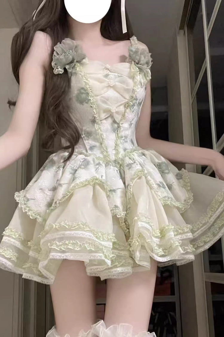 Jasmine Rain Print Stitching Lace Sweet Lolita JSK Dress in Six Colors
