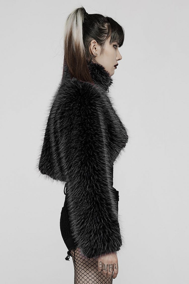 Steampunk Chain-Trimmed Long-Sleeve Women's Short Coat