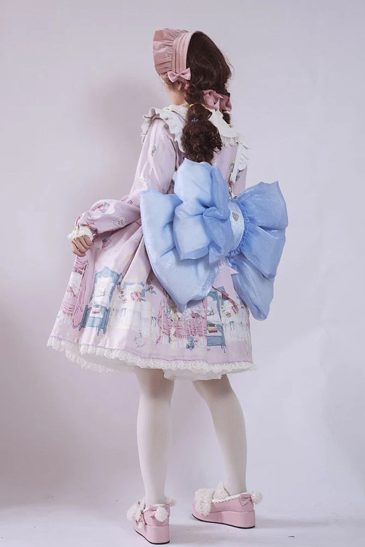 Azure Oversized Bow Metal Heart Nameplate Lolita Backpack