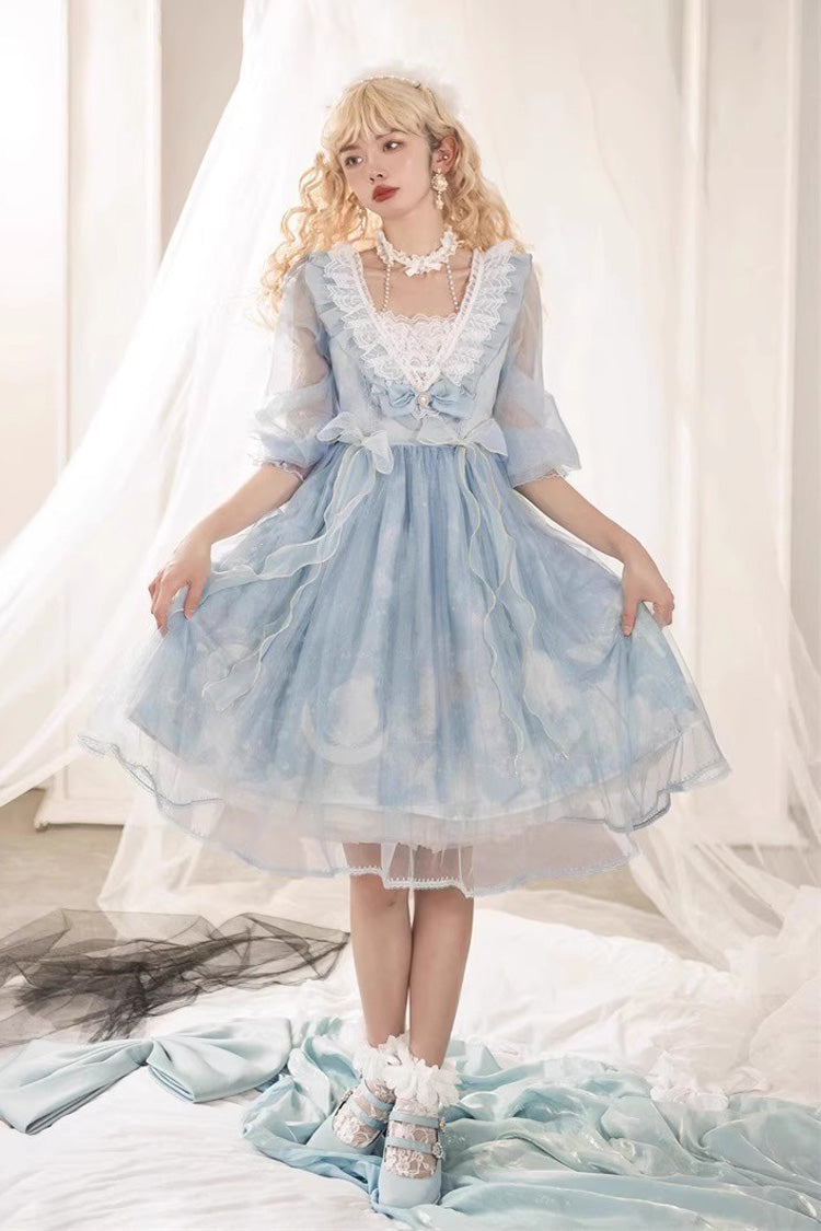 Planet Butterfly Printed Gothic Lolita Dress - Bowknot Classic