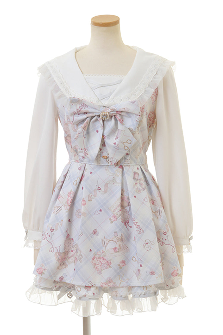 Sewing Bear Plus Size Jirai Kei Dress with Print and Bowknot