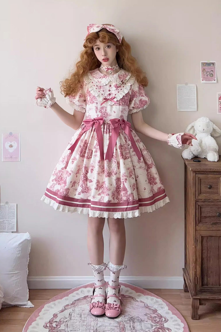 Grape Moon Lolita Dress - Short Sleeve, Multi-Layer Ruffle