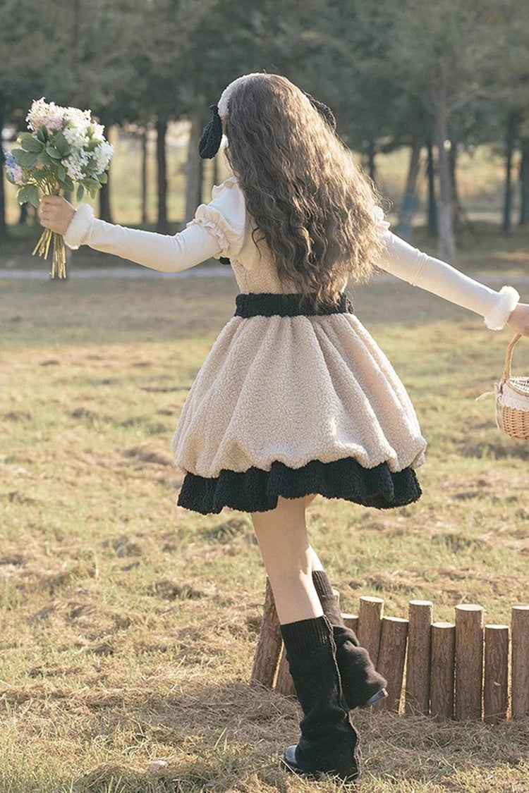 Ivory Cute Ollie The Sheep Autumn Winter Sweet Lolita Jsk Dress