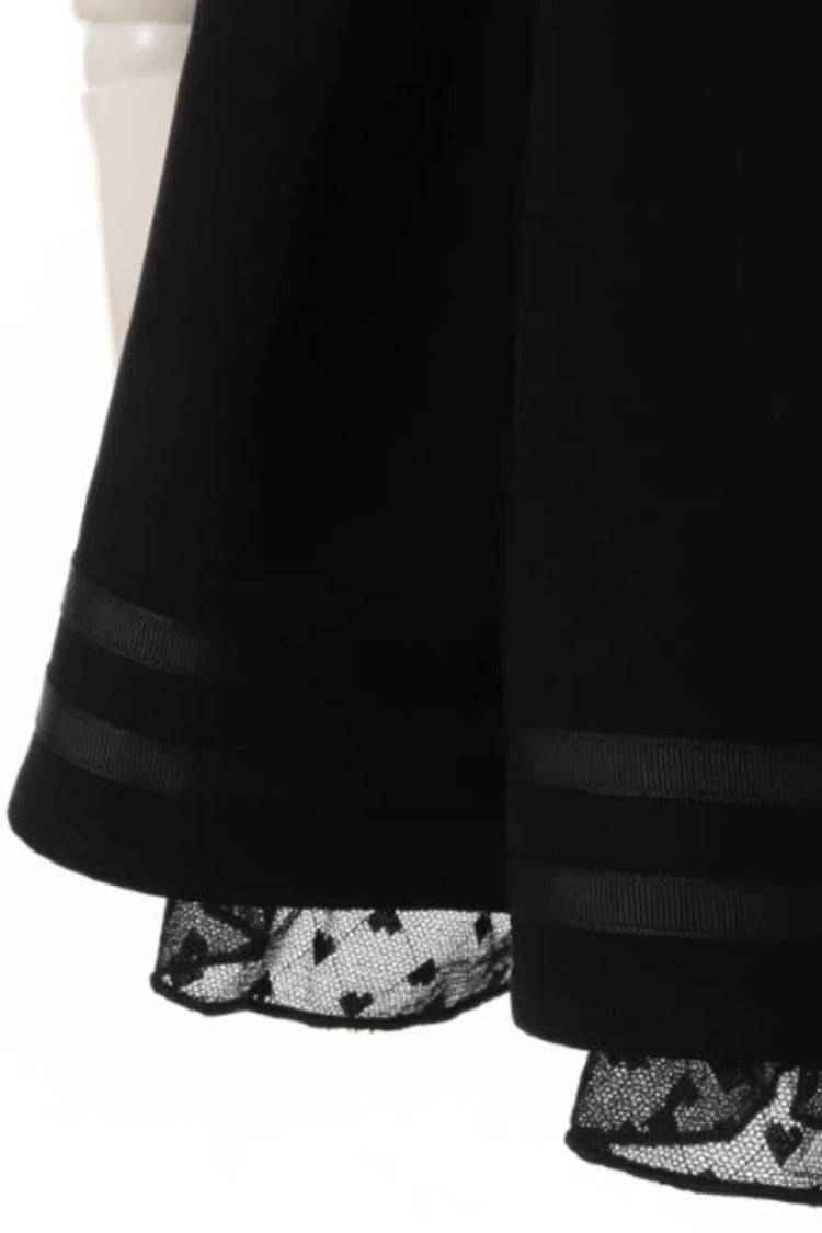 Pretty Heart-Belt Printed Ruffled Pearl and Chain Decorated Plus-Size Pleated Skirt