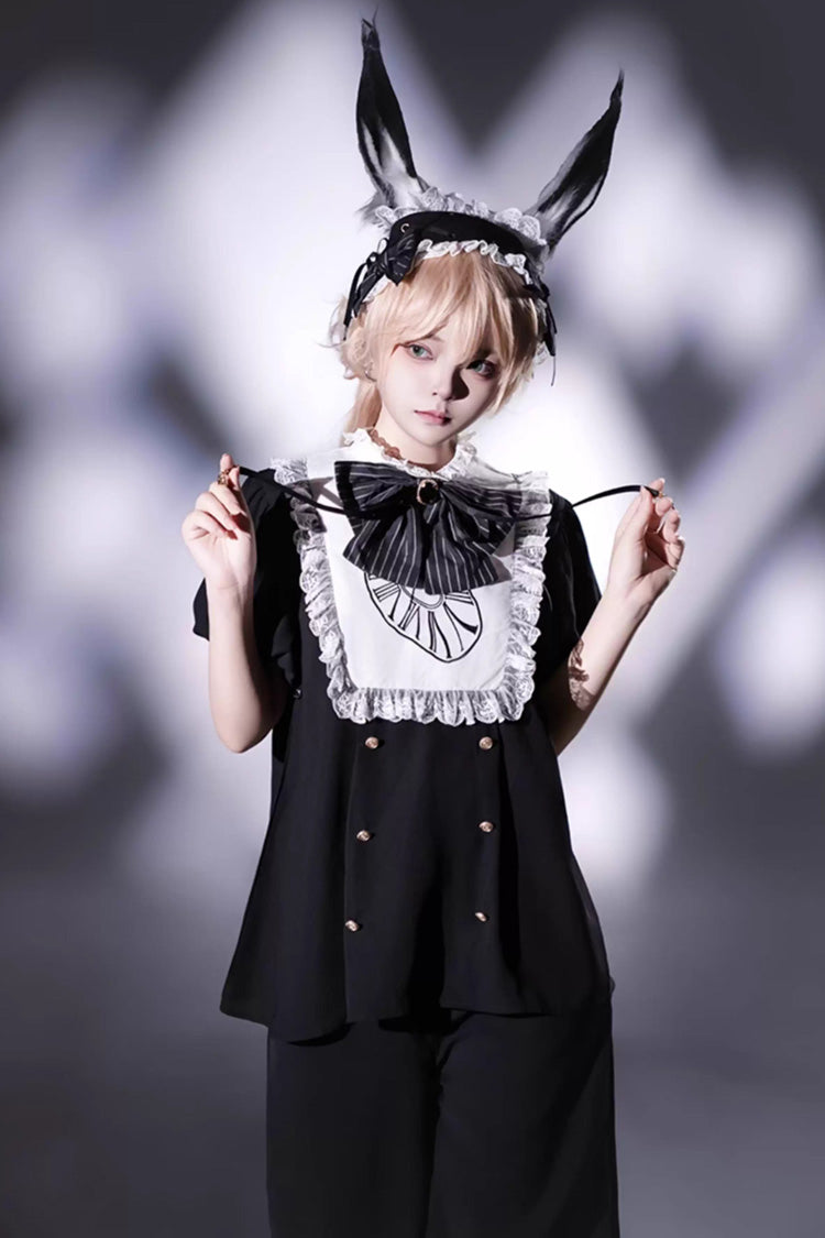 Rabbit Hole Long-Sleeve Bow Gothic Prince Ouji Lolita Ensemble