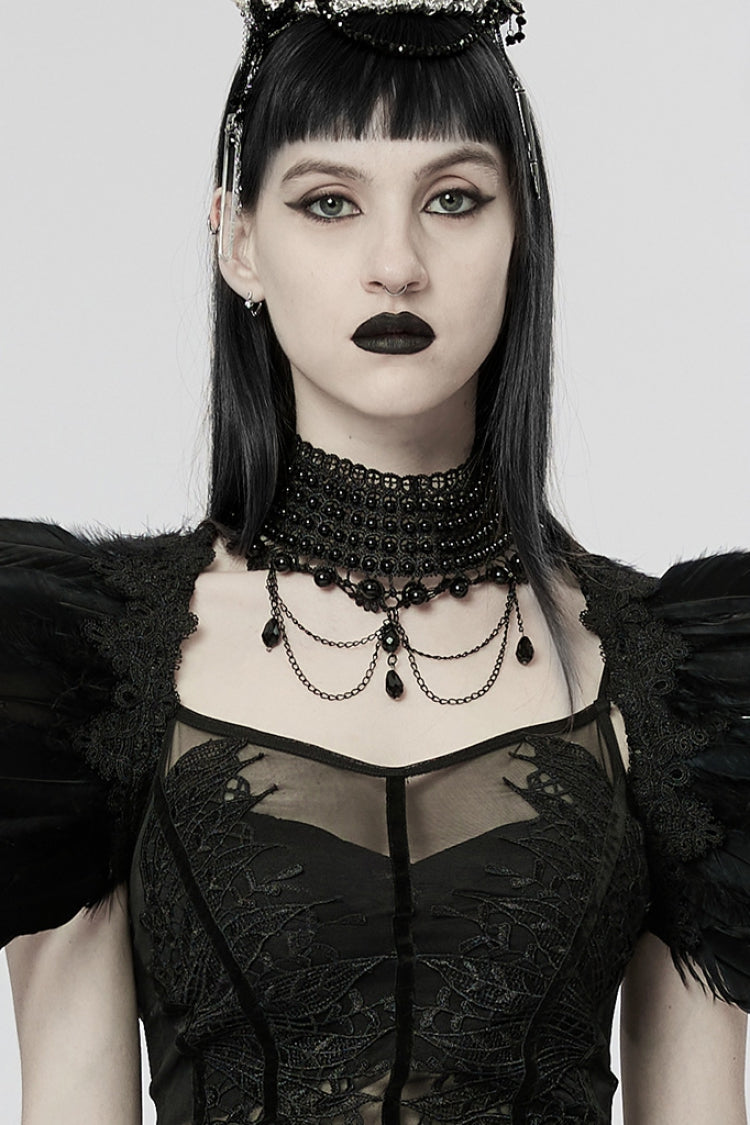 Pearl Hollow Lace Gothic Elegant Necklace Choker