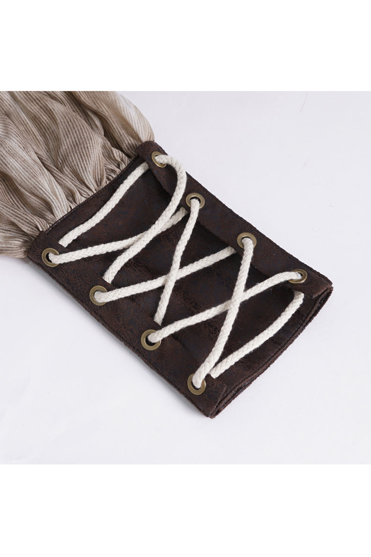 Cocoa Ruffled Stand Collar Lace-Up Gothic Blouse for Men