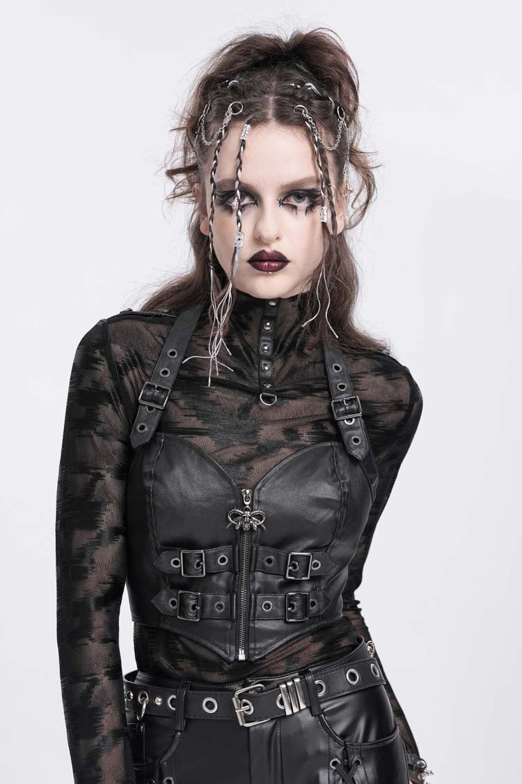 Punk Overbust Corset with Halterneck Buckle Design