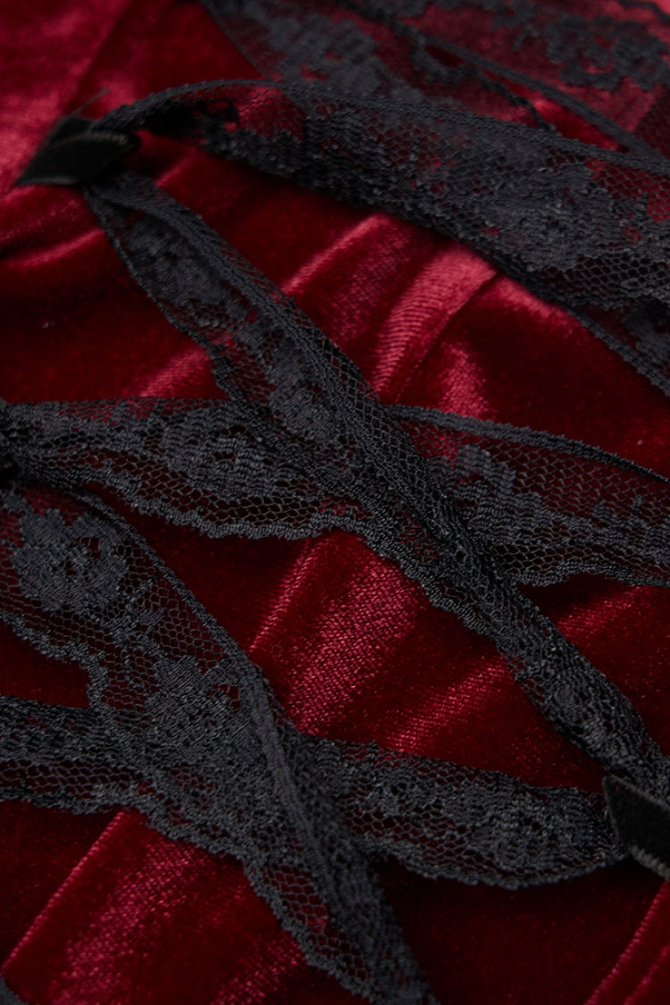 Sleeveless Lace-Up Mesh Stitching Gothic Dress