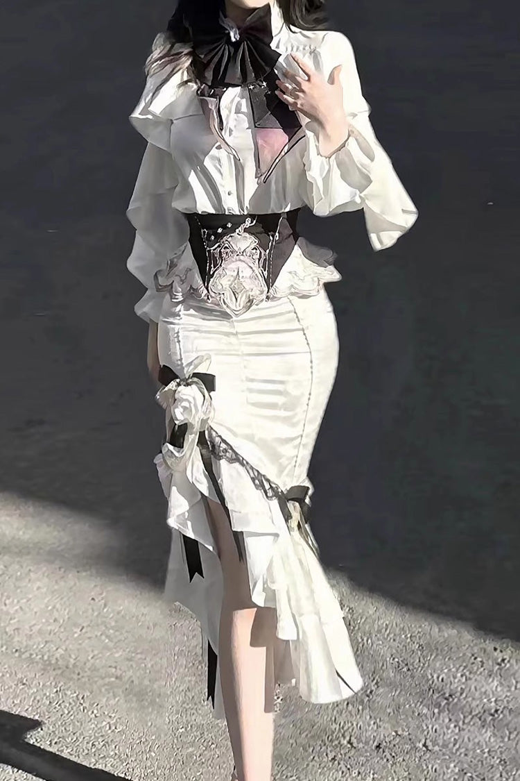 Ivory Palace Style Fishtail Skirt with Ruffles - Star Gate