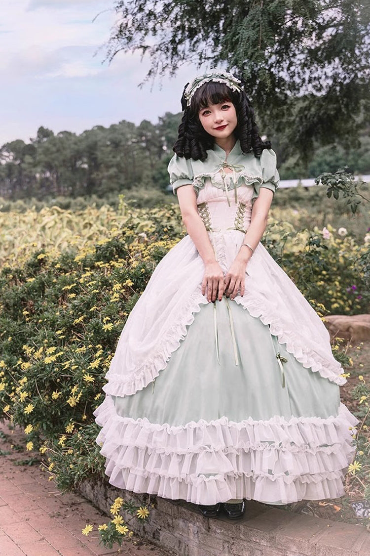 Jade Multi-Tier Hanayome Lace-Up Plus-Size Sweet Lolita JSK (Long)